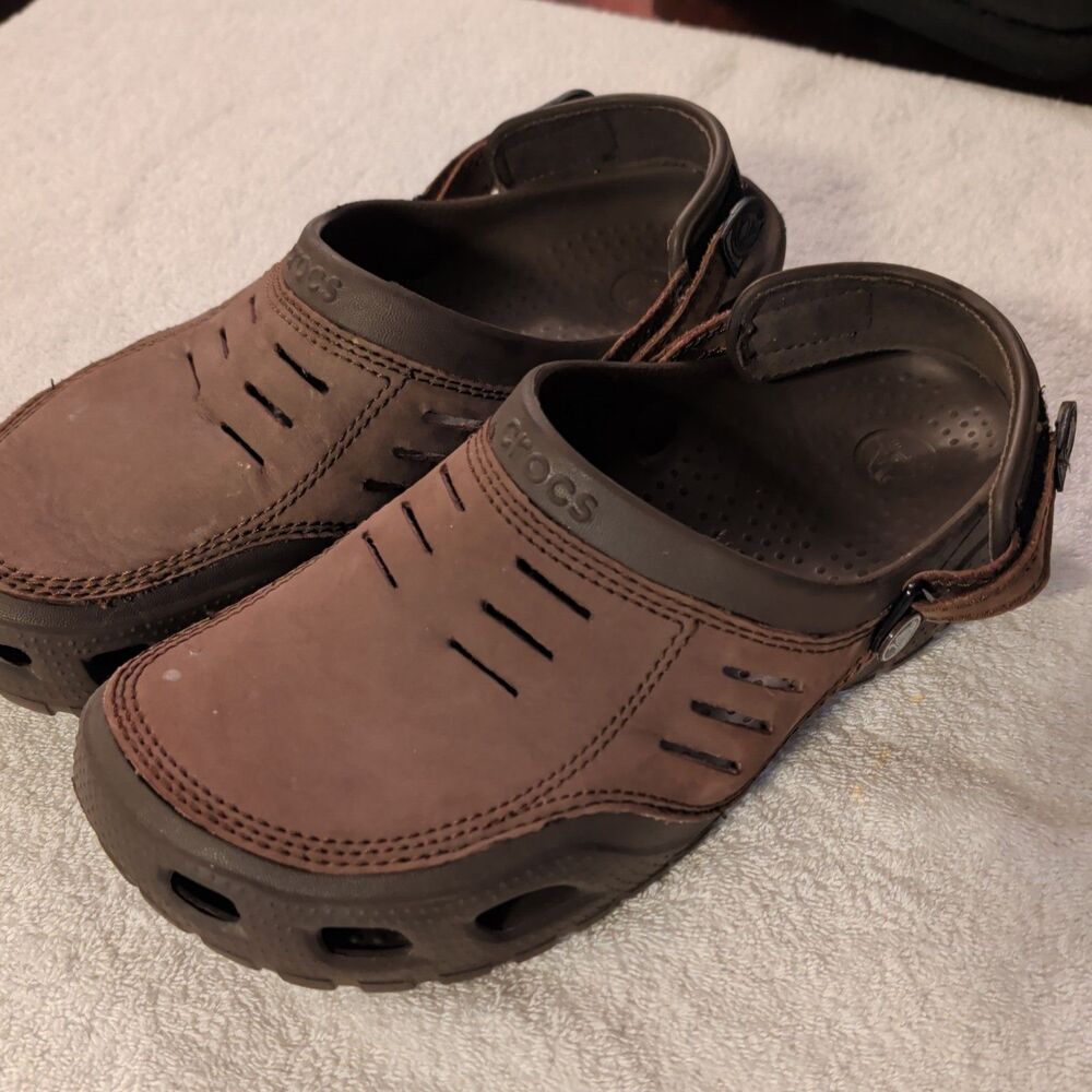 Crocs Shoes Mens 11 Yukon Vista II Clog Leather Slingback Sandals Brown